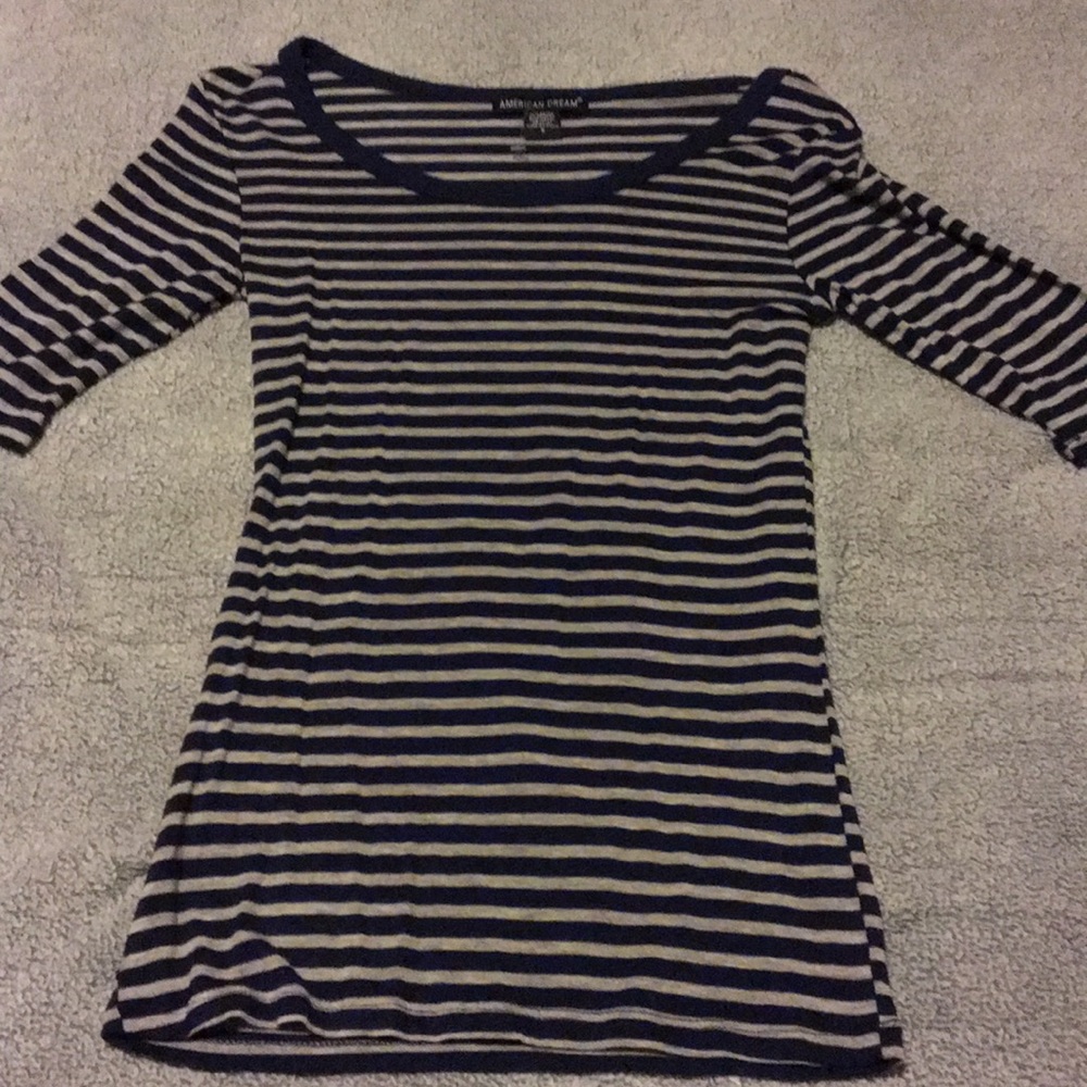 Navy & grey striped top